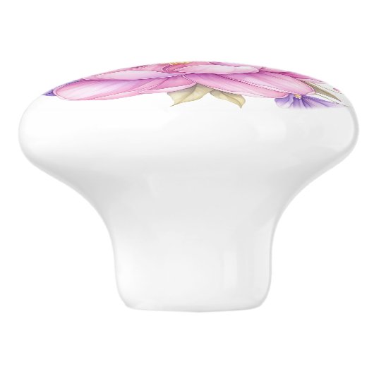 Farbige Pastell-Blume Blumenknochen Keramik Keramikknauf (Seitenansicht)