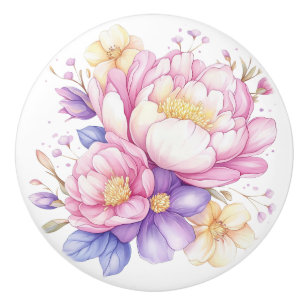 Farbige Pastell-Blume Blumenknochen Keramik Keramikknauf