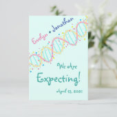 Farbige Pastell-DNA Wir erwarten eine Babykarte Dankeskarte (Stehend Vorderseite)