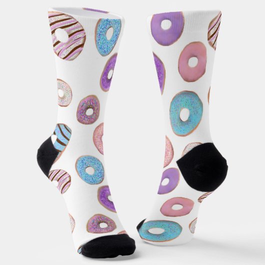 Farbige Pastell-Donut-Abbildung Socken (Gewinkelt)