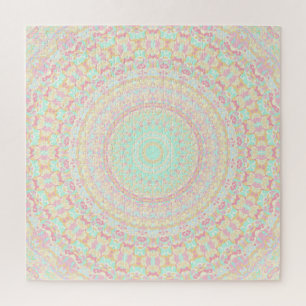 Farbige Pastell-Groovy-Trippy-Boho-Hippie-Mandala Puzzle