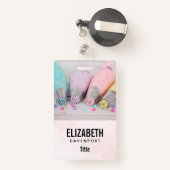 Farbige Pastell-Kuchen-Dekorationstools Fotografie Ausweis (Rückseite mit Rechteck)