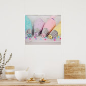 Farbige Pastell-Kuchen-Dekorationstools Fotografie Poster (Küche)