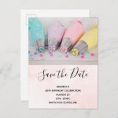 Farbige Pastell-Kuchendekorationstools Save the Da Einladungspostkarte (Vorne/Hinten)