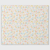 Farbige Pastell-Launenblumen Handgezeichnet  Geschenkpapier (Flach)