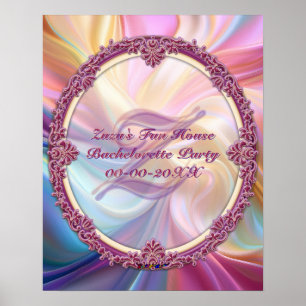 Farbige Pastell-Seide mit fantasievoller Randgesta Poster