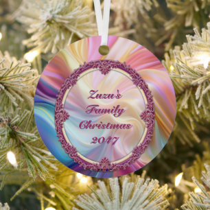 Farbige Pastell-Seiden-Randverzierung personalisie Ornament Aus Metall