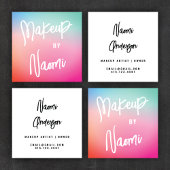 Farbige Pastelle + Moderne Kalligraphie Quadratische Visitenkarte