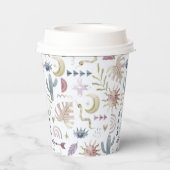 Farbige Pastellfarben Boho Bohemische Papiertasse Pappbecher (Rückseite)