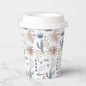 Farbige Pastellfarben Boho Bohemische Papiertasse Pappbecher (Rechts)