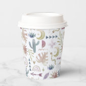 Farbige Pastellfarben Boho Bohemische Papiertasse Pappbecher (Vorderseite)