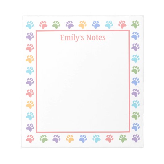 Farbige Pastellfarben, Druck und Text Notizblock (Vorderseite)