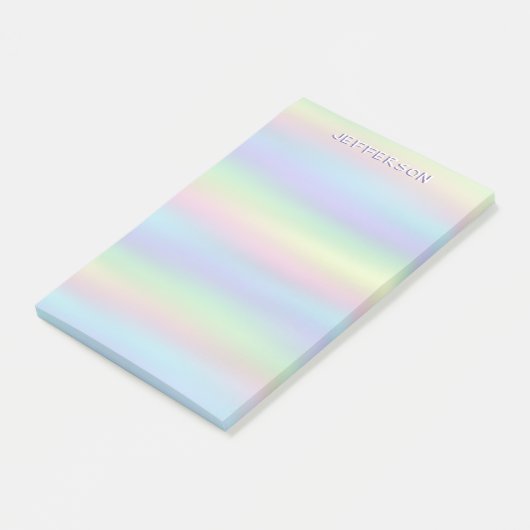 Farbige Pastellfarben individuelle Name Post-it Klebezettel (angewinkelt)