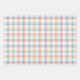 Farbige Pastellfarben karierter niedlicher Osterfr Geschenkpapier Set