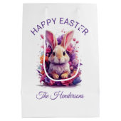 Farbige Pastellfarben Osterhasen und Blume Mittlere Geschenktüte (Rückseite)
