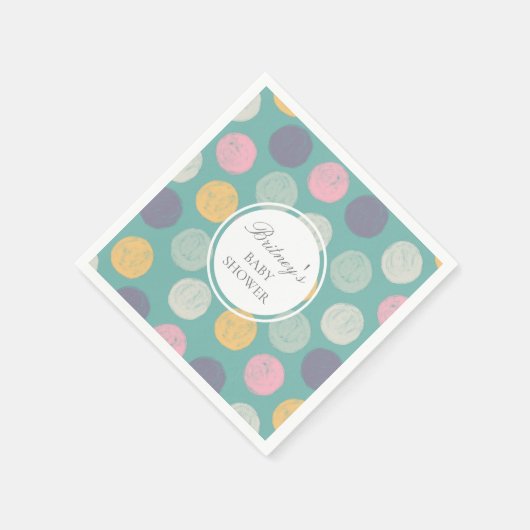 farbige pastellfarbene Babydusche Monogramm Serviette (Ecke)