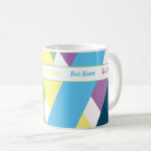 Farbige pastellfarbene Federstreifen mit Ihrem Nam Kaffeetasse (VorderseiteRechts)