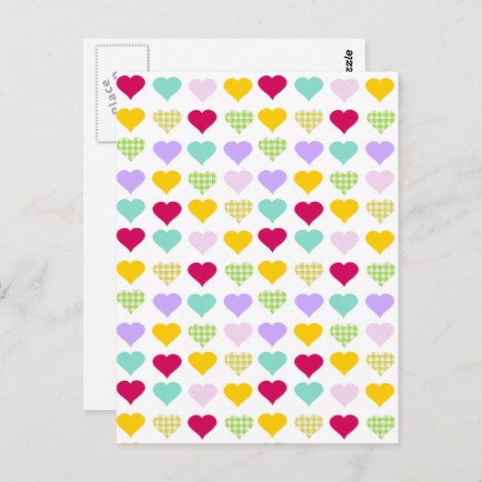Farbige Pastellherzen Postkarte (Vorne/Hinten)