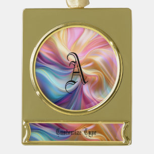 Farbige Pastellseide Banner-Ornament Gold