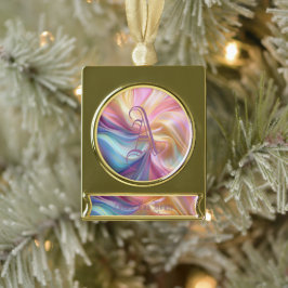 Farbige Pastellseide Banner-Ornament Gold