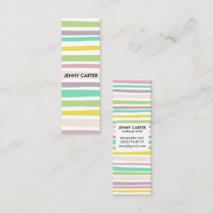 Farbige Pastellstreifen Minimalistische Coole Mini Visitenkarte