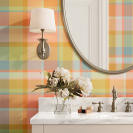 Farbige Pastelltöne, Kariert in Rosa, Grün und Bla Tapete