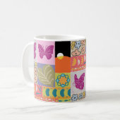 Farbige Patchwork GERAHMT Vintag Kaffeetasse (Vorderseite Links)