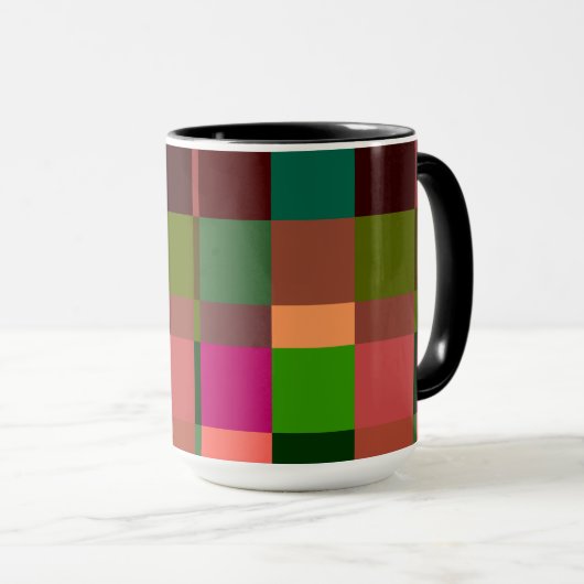 Farbige Patchwork-Karogitter-Muster-Tasse Tasse (VorderseiteRechts)