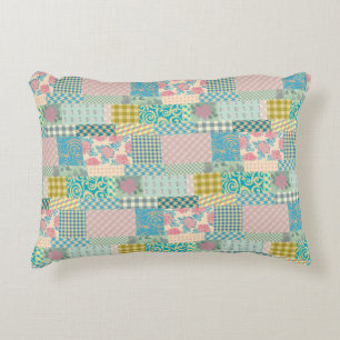 Farbige Patchwork Muster Blume Kariert Streifen Dekokissen