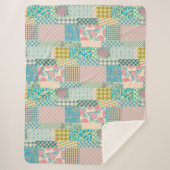 Farbige Patchwork Muster Blume Kariert Streifen Sherpadecke (Vorderseite)