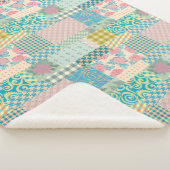 Farbige Patchwork Muster Blume Kariert Streifen Sherpadecke (3/4)