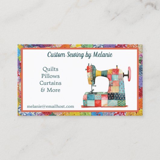 Farbige Patchwork-Nähmaschine Visitenkarte (Vorderseite)