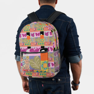 Farbige Patchwork RAHMEN vintage Bedruckter Rucksack