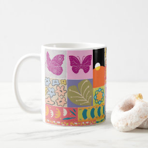 Farbige Patchwork RAHMEN vintage Kaffeetasse