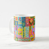 Farbige Patchwork-Rahmung vintage Kaffeetasse (Vorderseite Links)