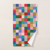 Farbige Patchwork-Schachbrett-Moderne Geometrie Badhandtuch Set (Handtuch)