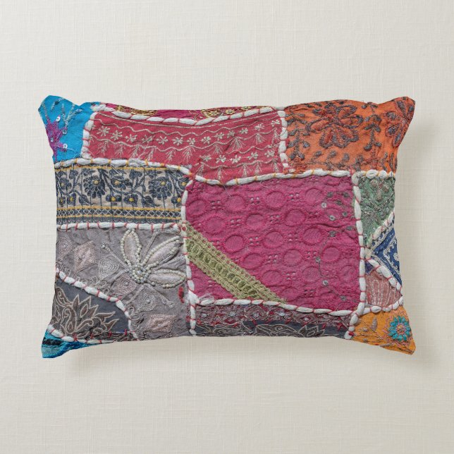 Farbige Patchwork-Teppiche Details Dekokissen (Vorderseite)