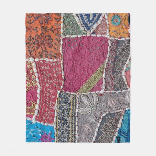 Farbige Patchwork-Teppiche Details Fleecedecke (Vorderseite)