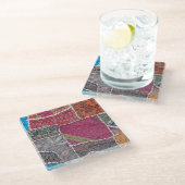 Farbige Patchwork-Teppiche Details Glasuntersetzer (Schrägansicht)