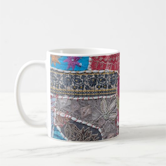Farbige Patchwork-Teppiche Details Kaffeetasse (Links)