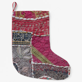 Farbige Patchwork-Teppiche Details Kleiner Weihnachtsstrumpf