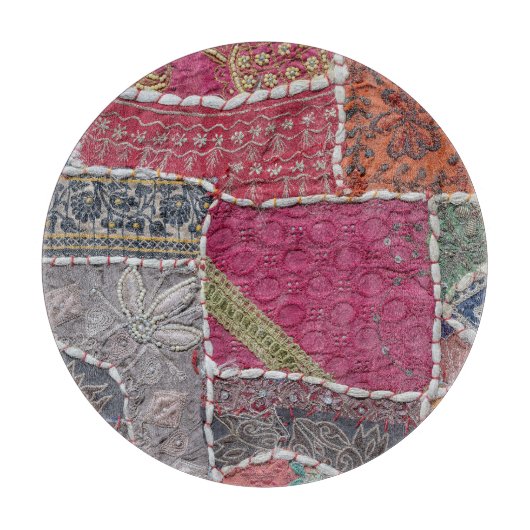 Farbige Patchwork-Teppiche Details Schneidebrett (Vorderseite)