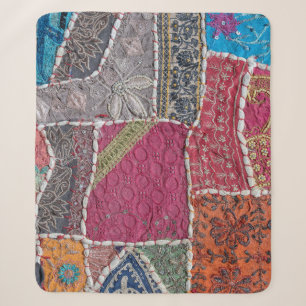 Farbige Patchwork-Teppiche Details Sherpadecke