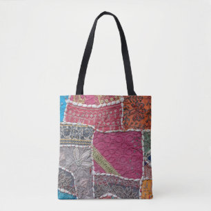 Farbige Patchwork-Teppiche Details Tasche