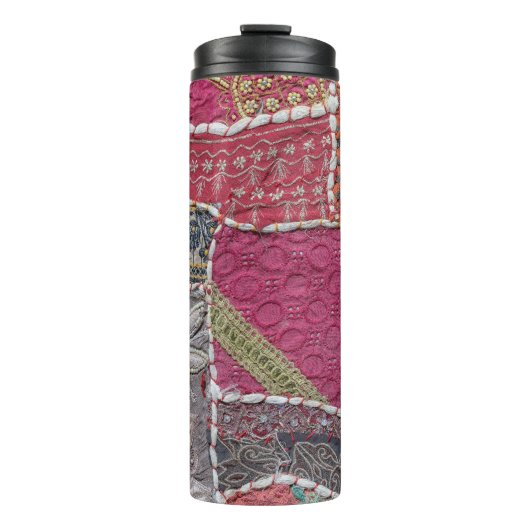 Farbige Patchwork-Teppiche Details Thermosbecher (Vorderseite)