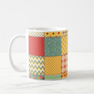 Farbige Patchworkarbeit: abstrakte nahtlose Orname Kaffeetasse