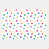 Farbige Paw-Druckmuster auf Schwarz-weißem Grau Geschenkpapier Set (Vorderseite 2)