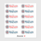 Farbige Paw Print and Heavy Individuelle Name Labe Aufkleber (Blatt)
