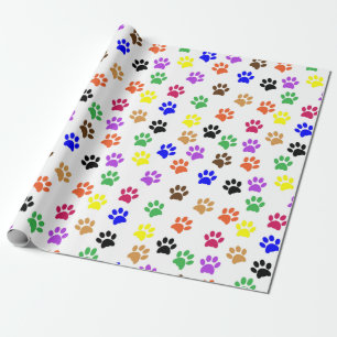 Farbige Paw Print Decoupage Geschenkpapier
