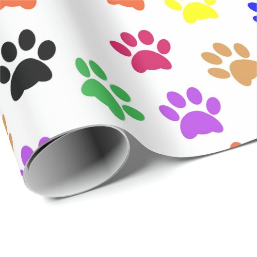 Farbige Paw Print Decoupage Geschenkpapier (Rolleneckpunkt)